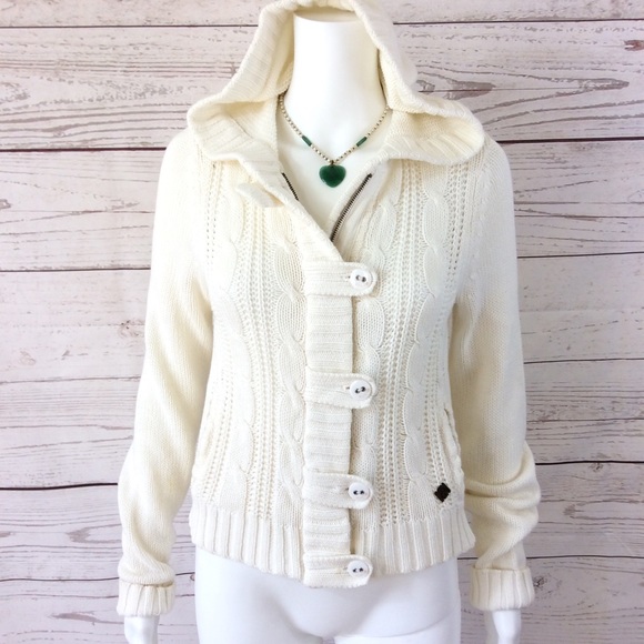 Roxy Sweaters - Roxy perfect cable knit hoodie cardigan w/ pockets